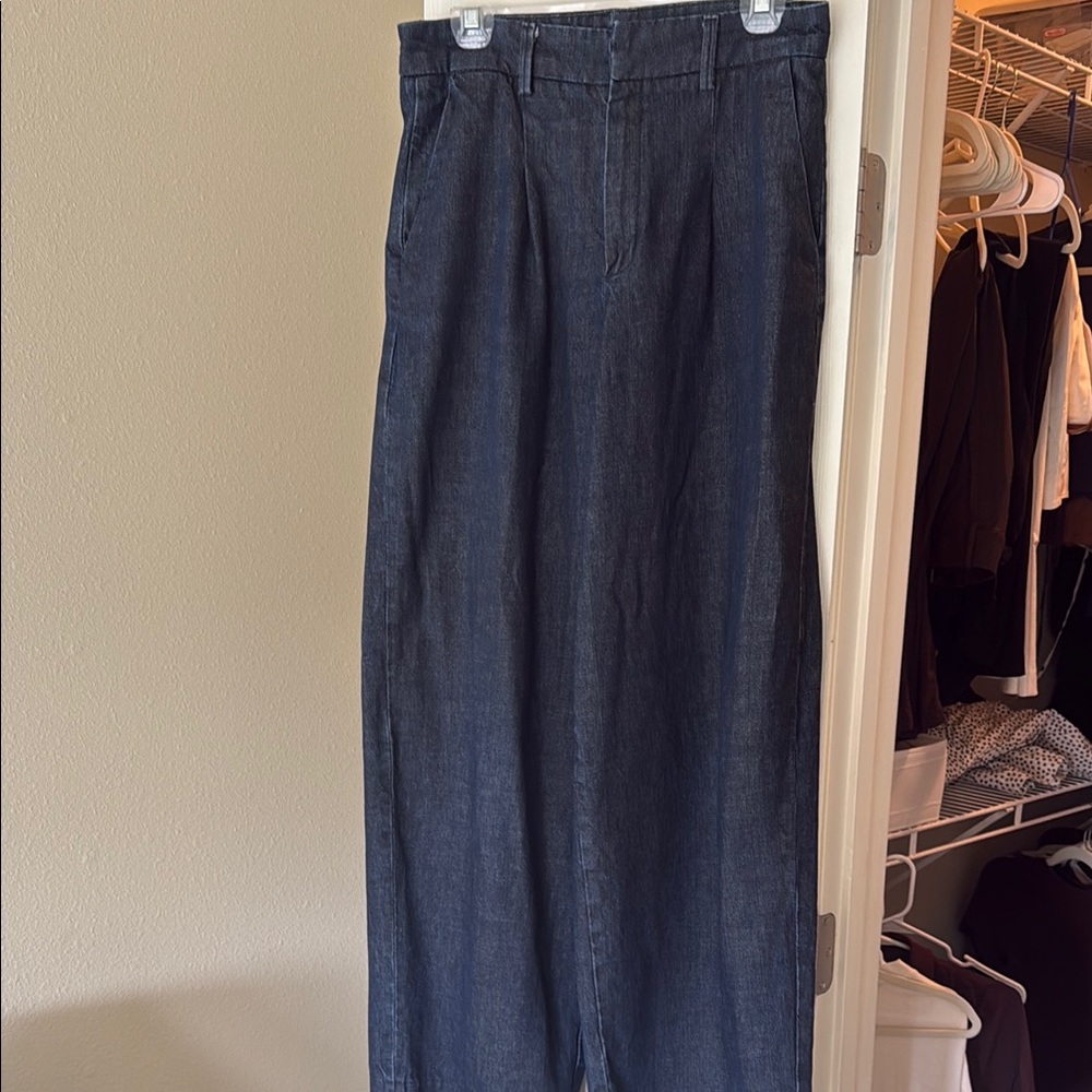 Zara Wide-Leg Dark Blue Denim Pants